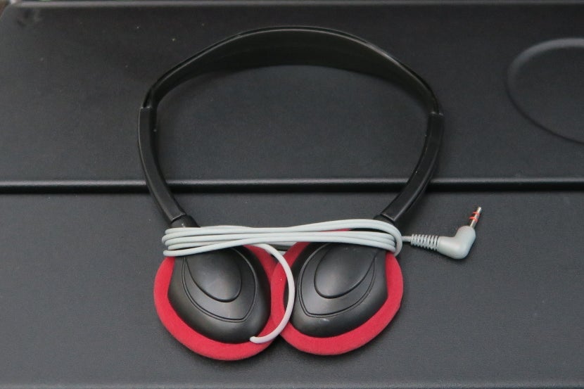 The provided headphones provided decent sound but were too big for my head.