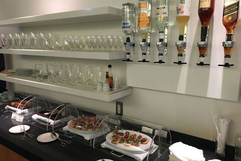 Food selection at the Cathay Pacific Lounge.