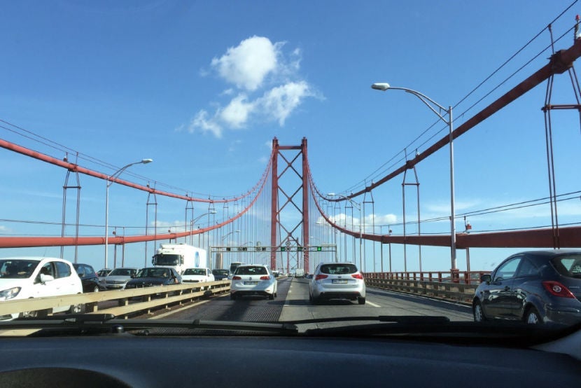 Crossing the 25 de Abril Bridge.