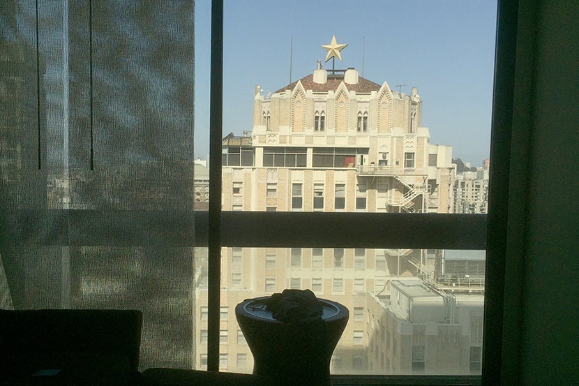 There was a small seating area by the window, perfect for gazing out at the Starlight Room.