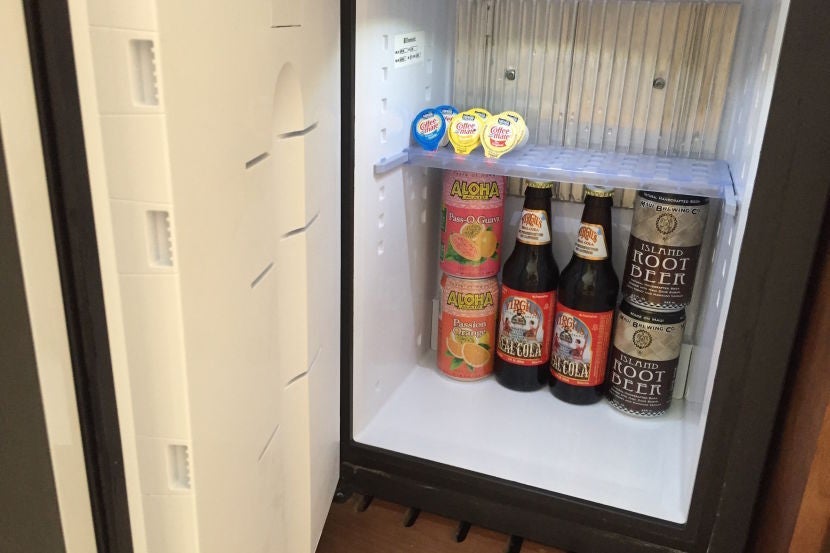 The free (non-alcoholic) drinks in the room.