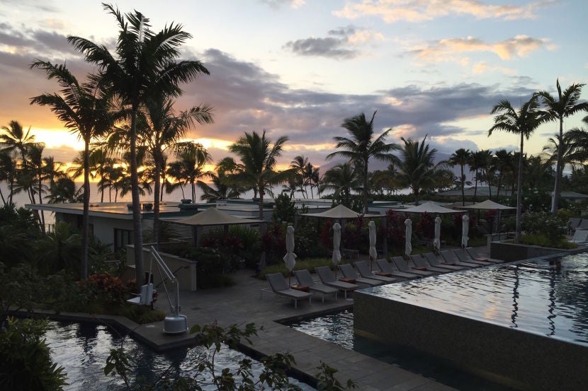 The incredible sunset view from our balcony.