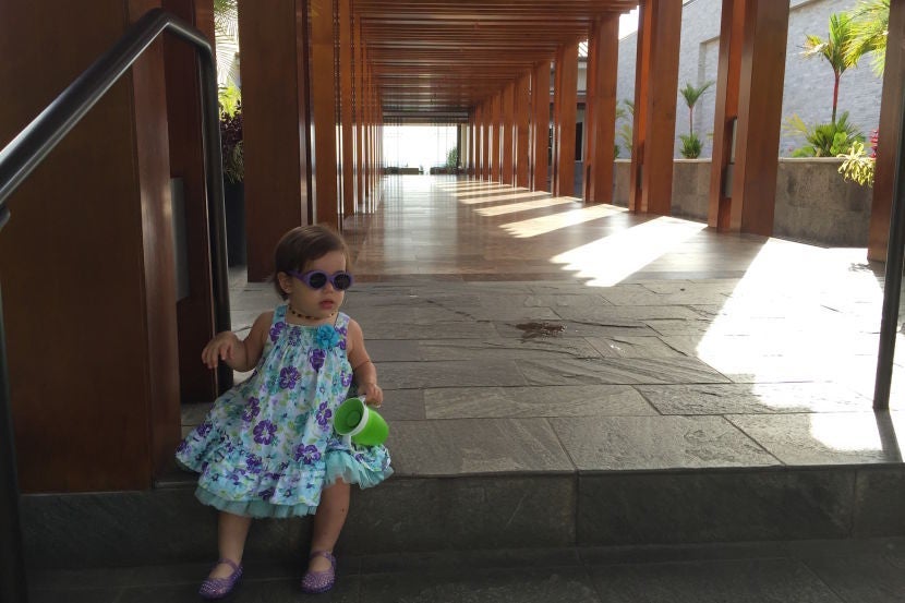 Evy (unfortunately) got very used to waiting for the car to be brought around.