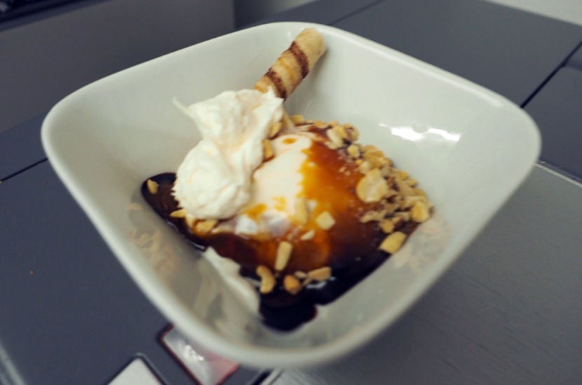 Cliff's vanilla ice cream sundae was good.