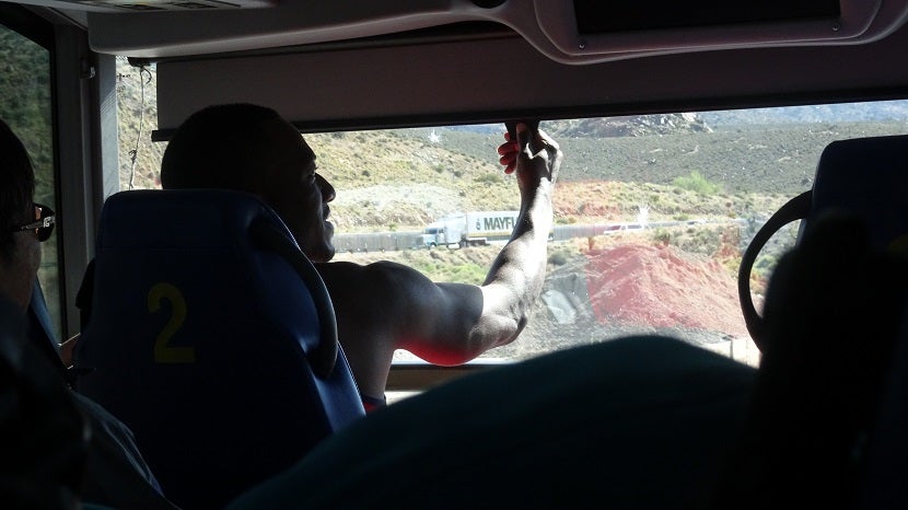 The front seats had access to a window shade...