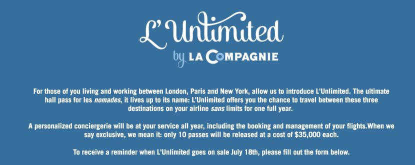 La Compagnie's new L'Unlimited ticket will allow you to travel in business class as much as you want for a year.