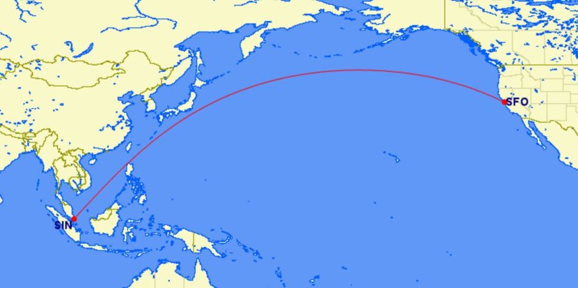 Singapore's new route: nonstop service between SIN and SFO.