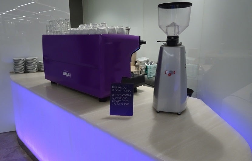 This coffee bar was closed but more was available at the central counter.
