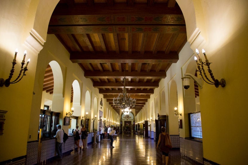 The lobby is more of a long hallway.
