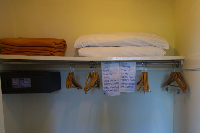 The closet and safe.