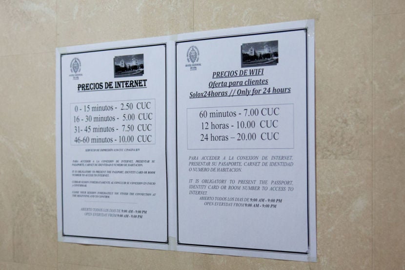 Internet prices at the Nacional.