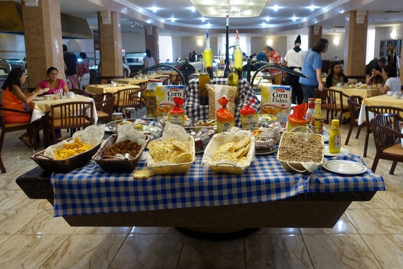 The breakfast buffet had a lot of offerings.
