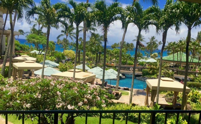 Our lanai overlooking the adults-only pool and the Pacific.