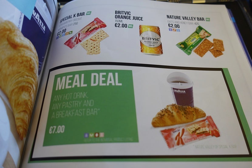 Some meal options on easyJet.