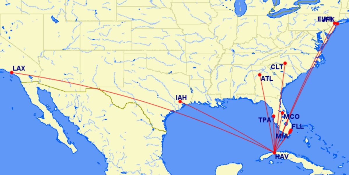 All the nonstop flights you'll be able to book to Havana.