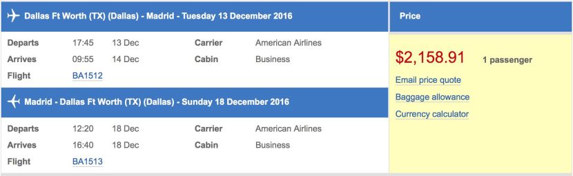 Using the AARP discount on British Airways's site, a round-trip economy ticket on the inaugural for $2159.
