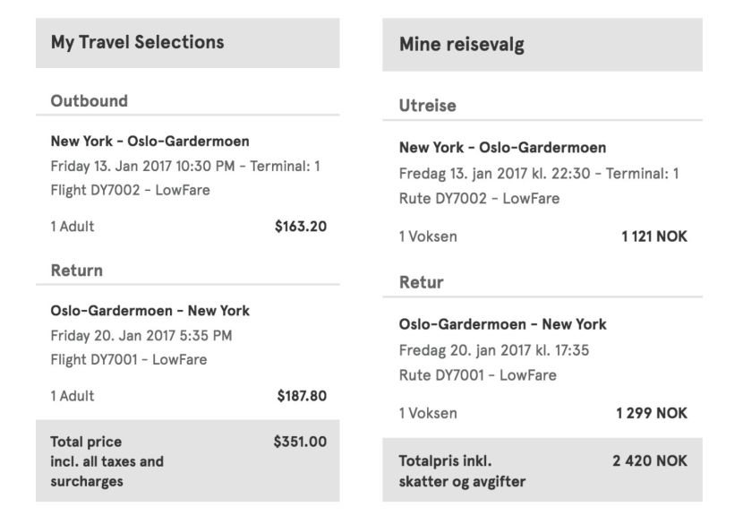 You'll save about $65 by purchasing the same ticket through the Norwegian version of Norwegian Air's website.