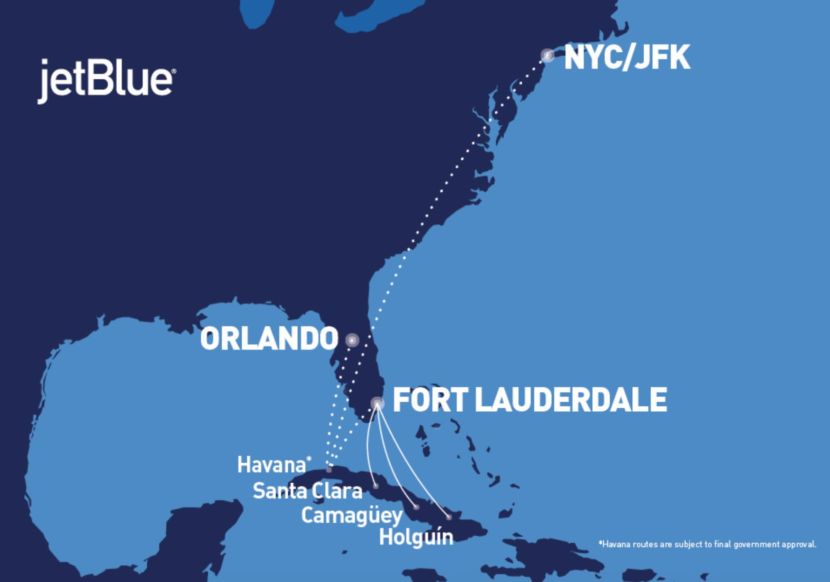 JetBlue's route network to Cuba.