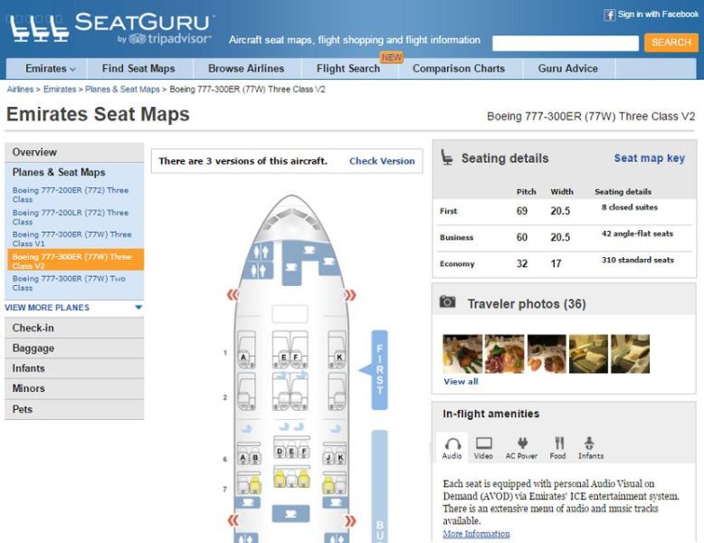 <a href="http://www.seatguru.com/" target="_blank">SeatGuru</a> has a lot more detail about each aircraft, but you'll need to search each flight option individually.