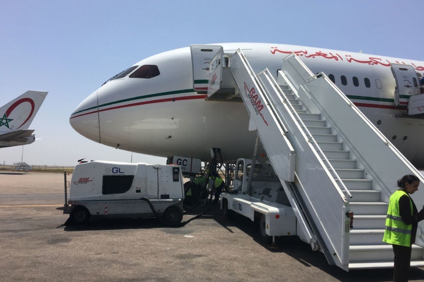 Deplaning in Casablanca.