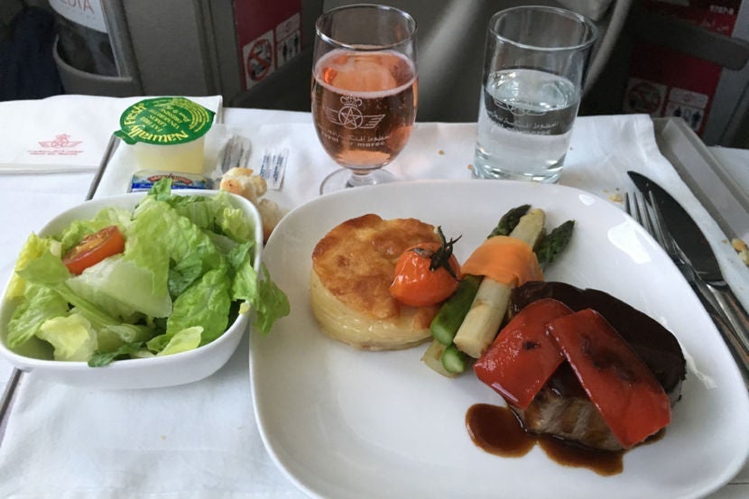 The main course was a slightly overcooked beef tenderloin.