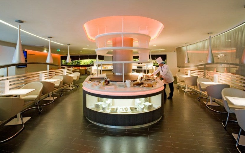 A sneak peek of the dining area inside The SkyTeam Lounge at Heathrow. Image Courtesy of Priority Pass.