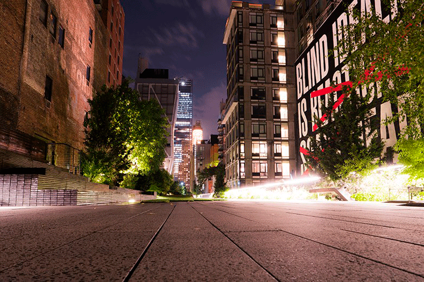 No, I didn't sneak into the High Line after closing time — the rain had closed it for me. Image by Mitch Berman.