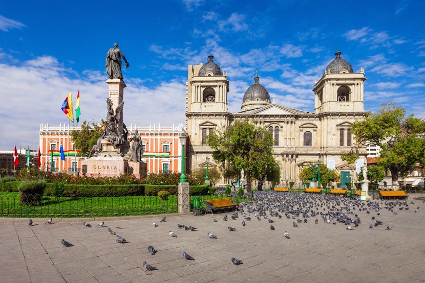 Metropolitan Cathedral in La Paz, Bolivia. Image courtesy of <a href="http://www.shutterstock.com/pic-361437542/stock-photo-metropolitan-cathedral-is-located-on-plaza-murillo-square-in-la-paz-bolivia.html?src=azjkdXFDFotLLxt7B0bV6w-1-1" target="_blank">Shutterstock</a>.