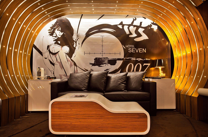 The 007 room at Seven Hotel Paris.