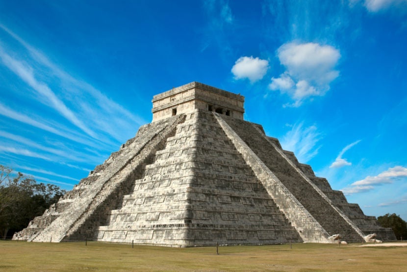 Chichen Itzá is just one hour from the airport. Image courtesy of <a href="http://www.shutterstock.com/pic-47443579/stock-photo-mayan-pyramid-of-kukulcan-el-castillo-chichen-itza-mexico.html?src=QYKBCyBv_4qkMnEzeJT5Fg-1-0">Shutterstock</a>.
