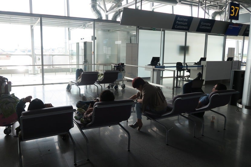 Passengers who don't have a lie-flat seat on-board might enjoy grabbing some sleep at the gate before the flight.