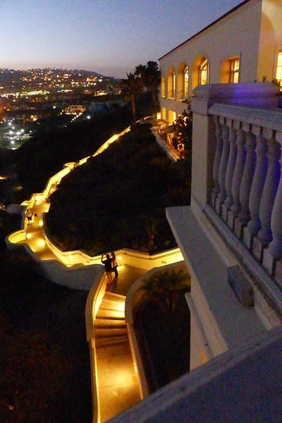 Ritz-Carlton Laguna Niguel beach walkways lit up at night