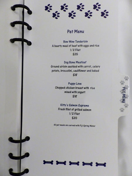 Ritz-Carlton Laguna Niguel pet menu