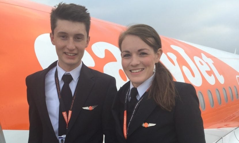 Kate McWilliams (26) and Luke Elsworth (19) recently flew together. Image courtesy of easyJet.