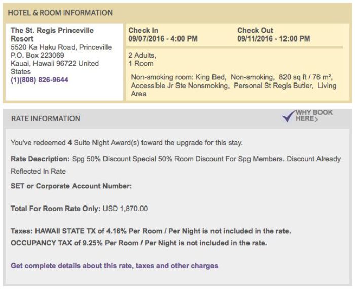 Confirm your reservation details after your upgrade clears.