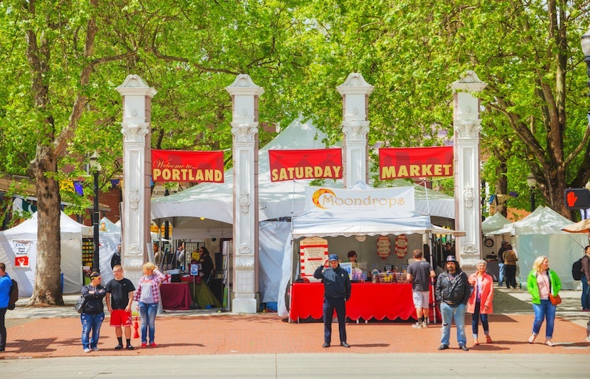 Shop from local artists at Portland's Saturday Market. Image courtesy of Shutterstock.