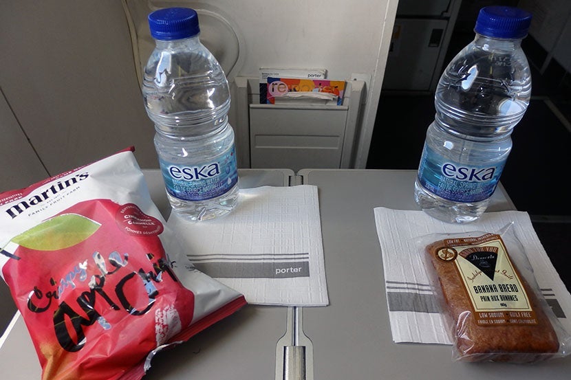 Porter had a selection of healthy snacks, including apple chips and low calorie banana bread.