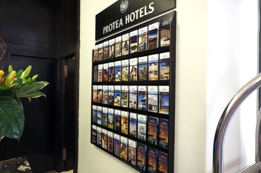 Protea pamphlets lined the wall next to the front desk.