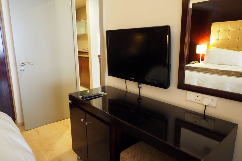 There was a TV directly opposite the bed.