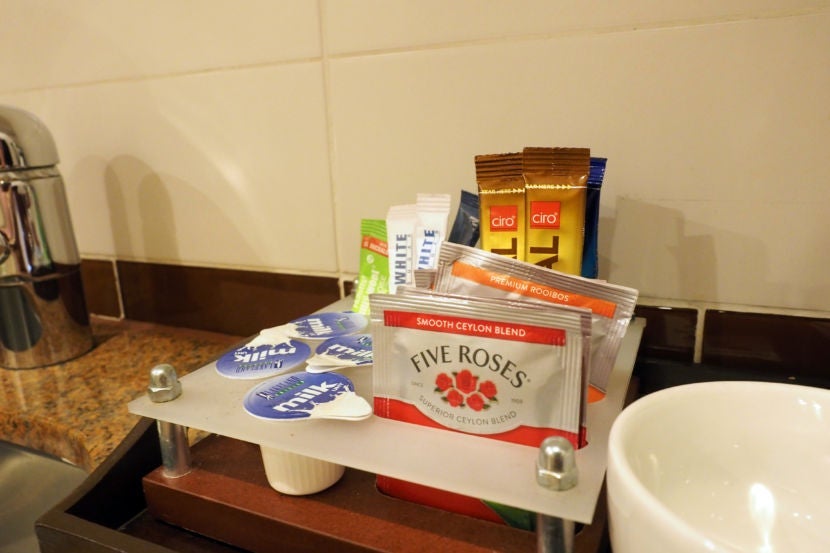 The kitchen was stocked with a selection of teas and other hot drinks.