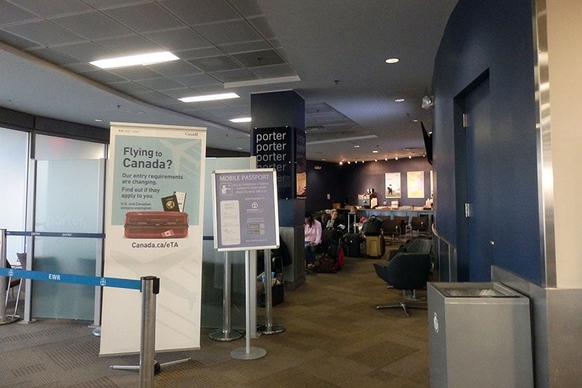 The Porter lounge at EWR, tucked behind Gate 51.