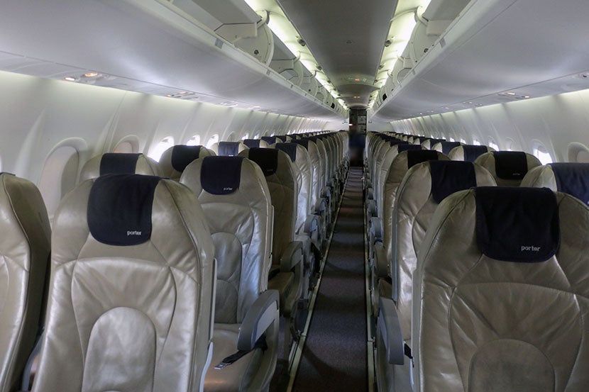 It's cozy inside the Bombardier Q400.