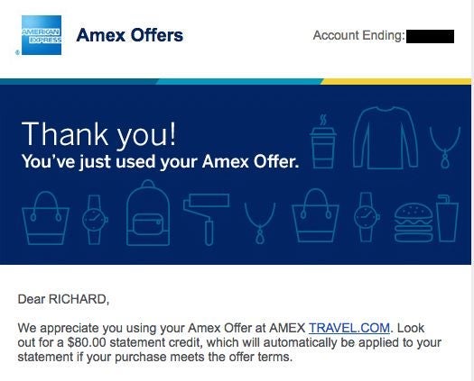 I saved $80 by booking a hotel through Amex Travel.