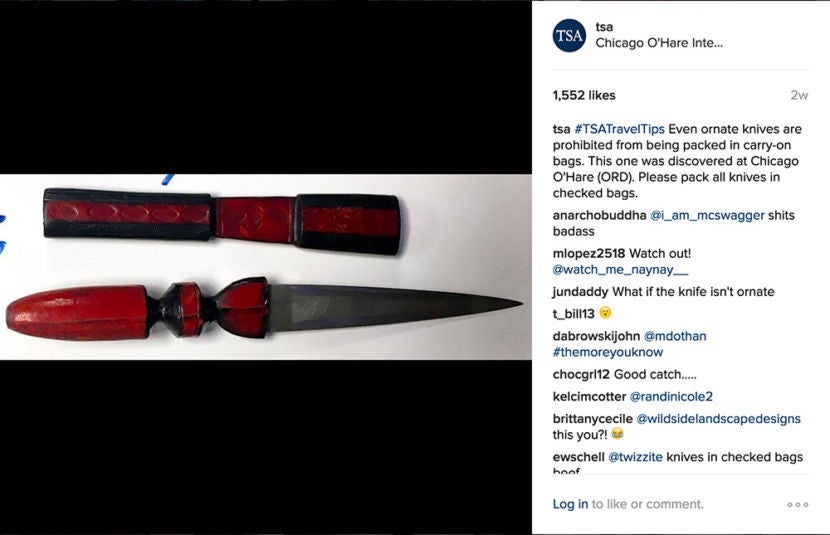 No matter how great they look, knives have to be packed in your checked luggage.
