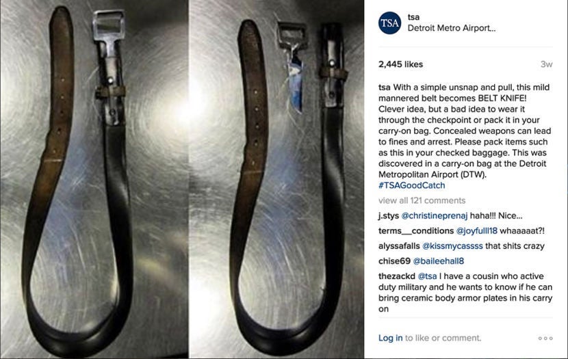 This clever belt knife was discovered by TSA agents at Detroit Metro International Airport (DTW).