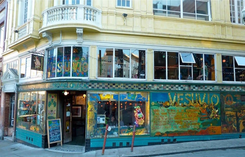 Grab a drink at this quirky and cool gem in North Beach. Image courtesy of Vesuvio Cafe's <a href="https://www.facebook.com/46326712517/photos/a.458484962517.274186.46326712517/10154351496877518/?type=3&theater">Facebook page</a>.