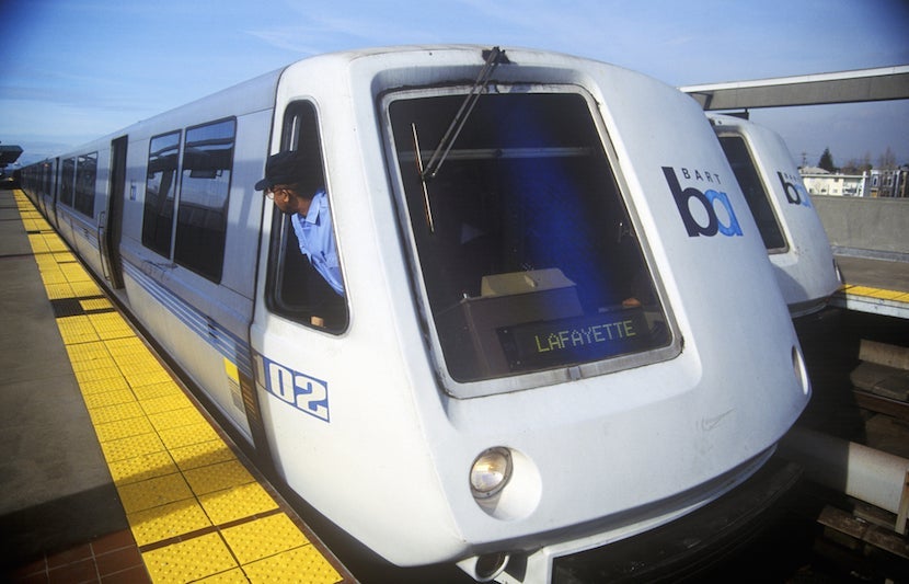 Bay Area Rapid Transit gets you from A to B, but Uber is still your better bet. Image courtesy of <a href="http://www.shutterstock.com/pic-275082716/stock-photo-the-san-francisco-bay-area-rapid-transit-train-commonly-referred-to-as-bart-carries-commuters-to-its-next-destination.html?src=1Cn3hfF2zc93kb_rK-DT6w-1-2">Shutterstock</a>.