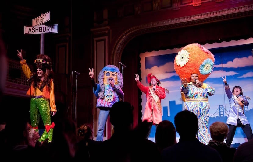 Big hats and big laughs are in store for you at Beach Blanket Babylon. Image courtesy of the show's <a href="https://www.facebook.com/BBBinSF/photos/a.148085017924.142305.142705627924/10155779375657925/?type=3&theater">Facebook page</a>.
