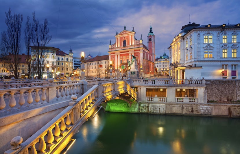 Ljubljana, Slovenia's capital city, is much easier to navigate than it is to pronounce. Image courtesy of Shutterstock. 