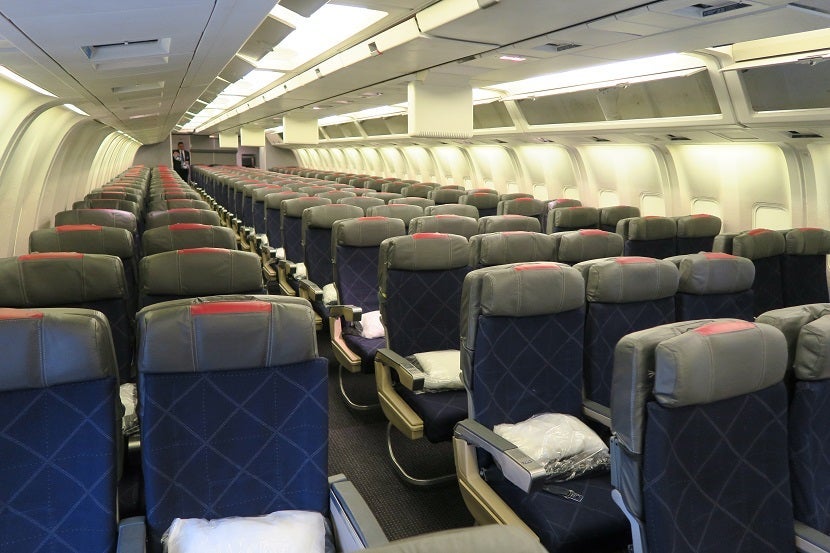 The main economy cabin, featuring a 2-3-2 arrangement.